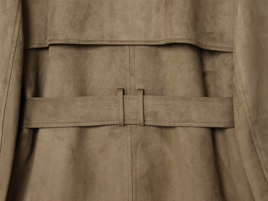 Women's new fashion with Belt loose suede effect windbreaker jacket