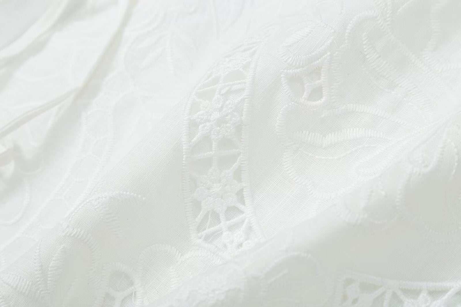 Women's bow decoration hollow embroidery top