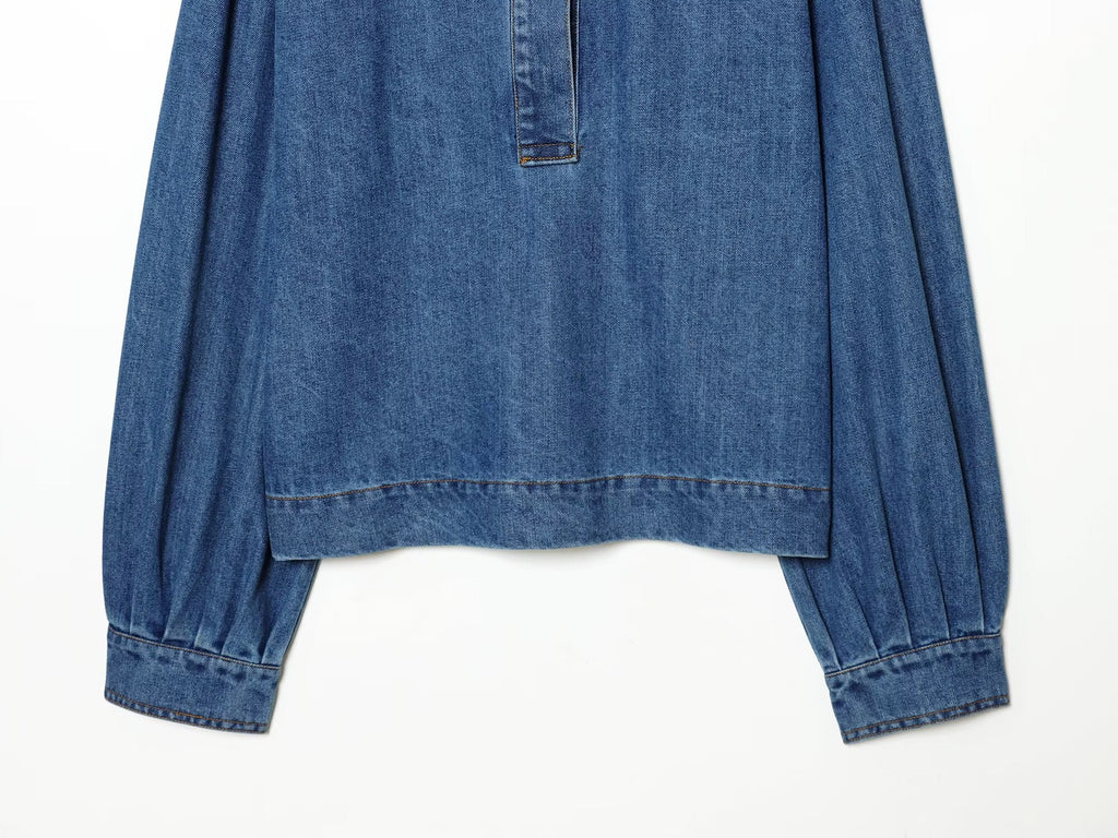 2026 Women's casual Lapel denim shirt