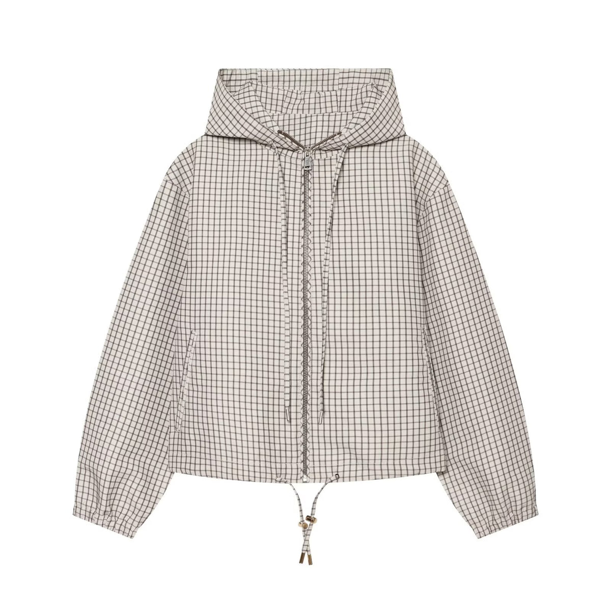 Women's casual plaid hooded jacket Coat