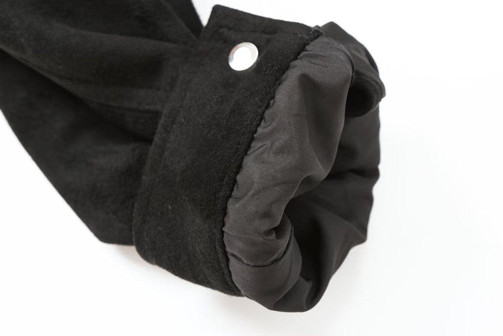 Women's suede textured black pilot jacket Coat