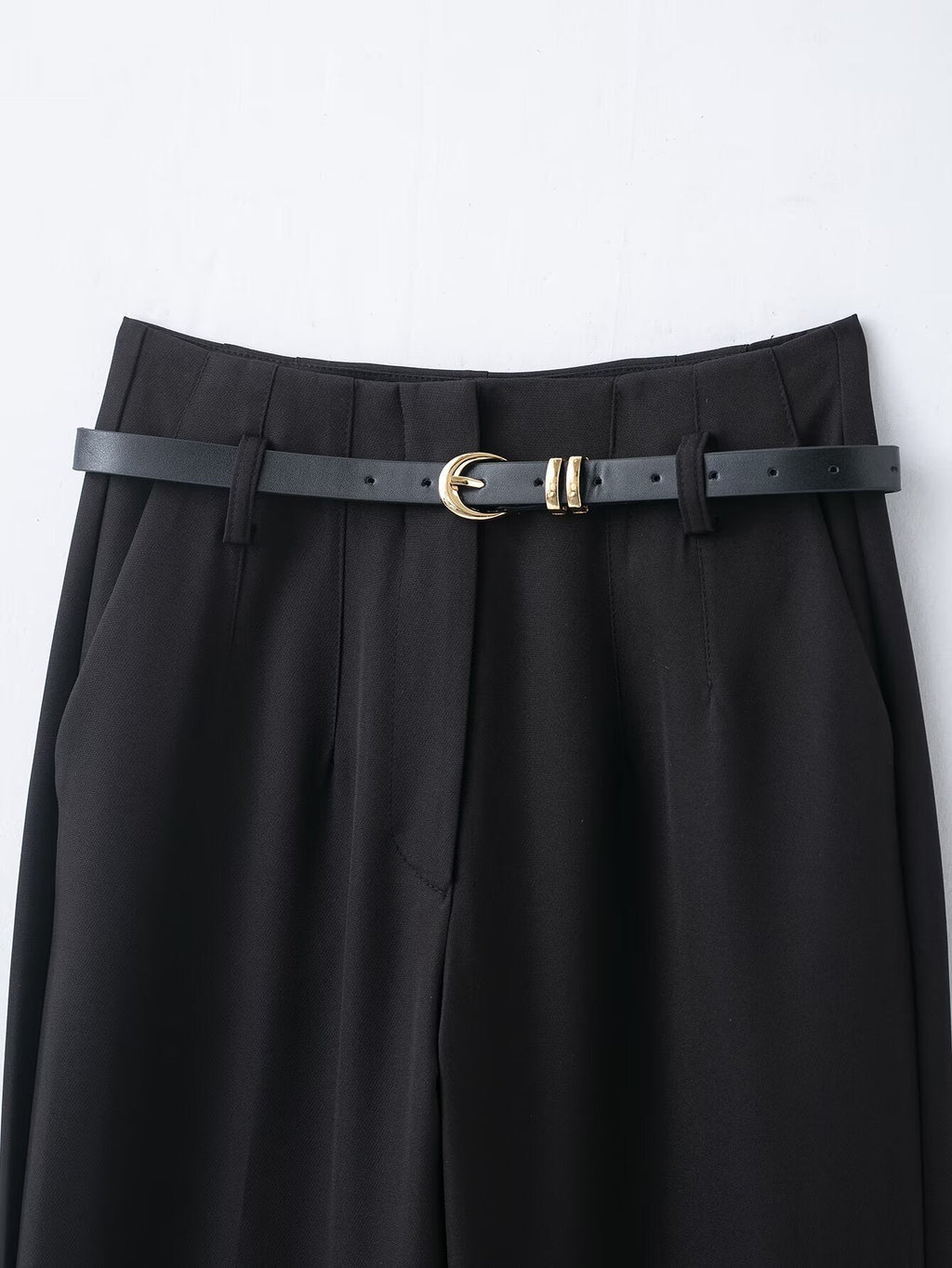 Women's With Belt casual straight high waisted pants