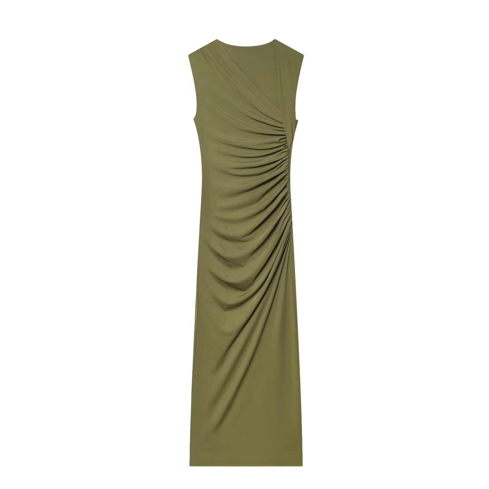 Women's pleated decorative elastic slim MIDI dress
