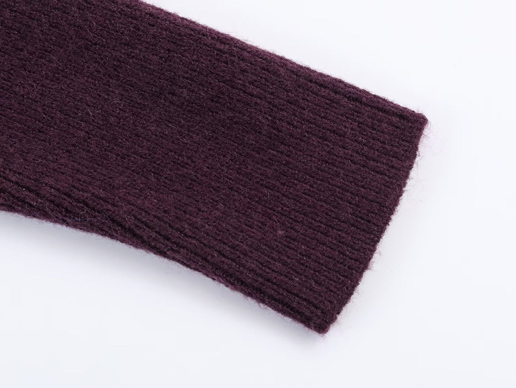 Women's long sleeved off shoulder knitted sweater