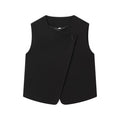 Women's new fashion black O Neck Button-up vest+Pants suit