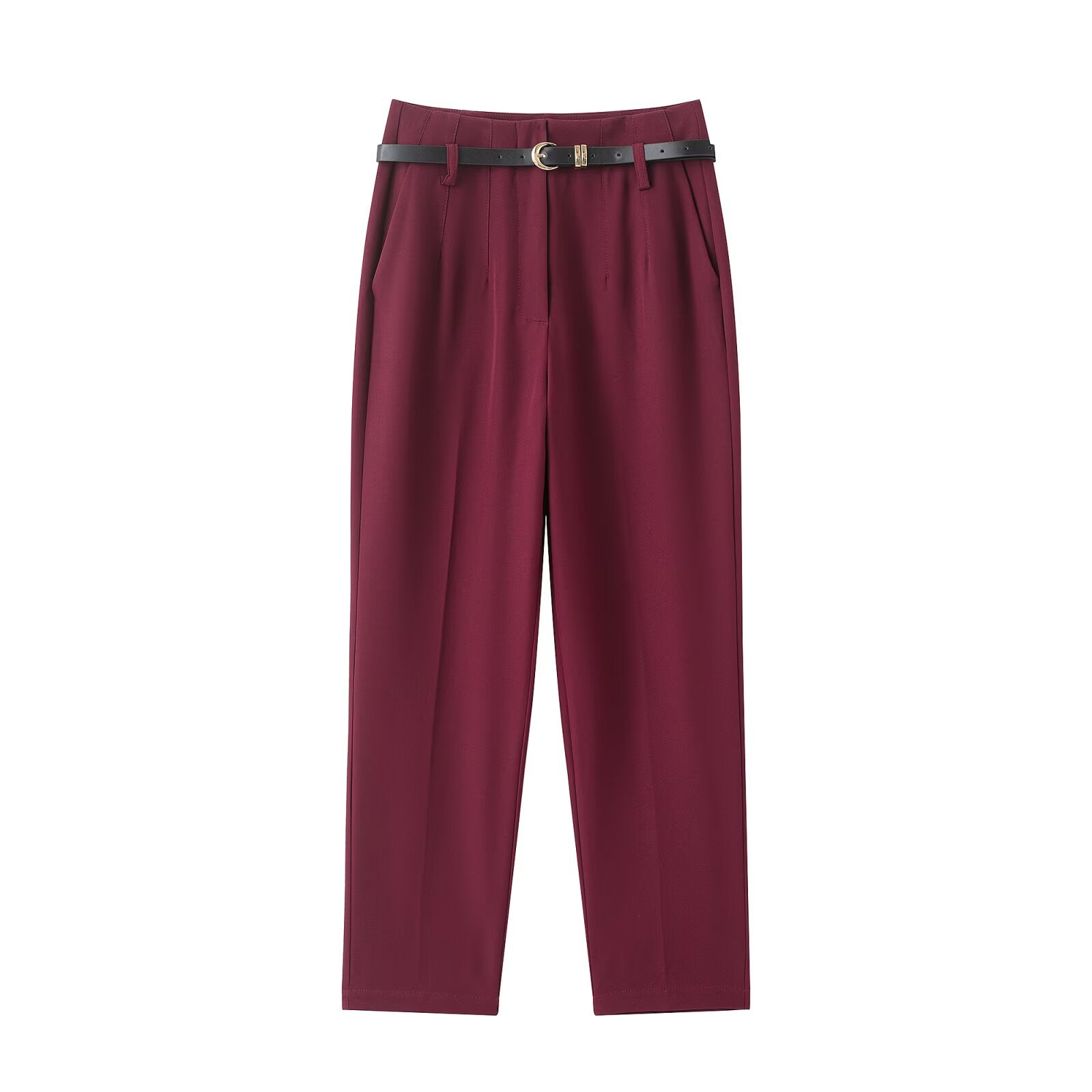 Women's With Belt casual straight high waisted pants