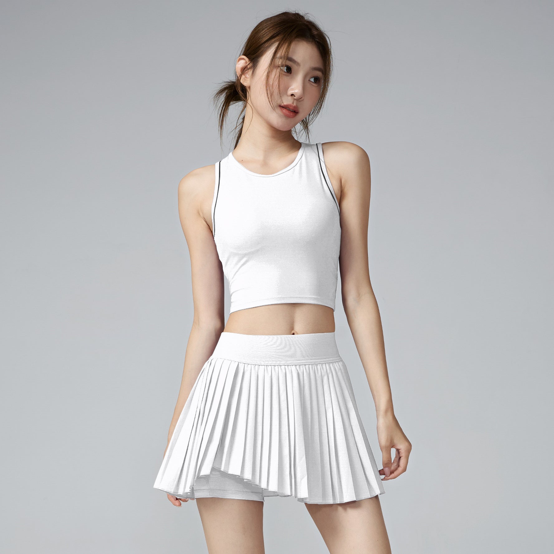 Women's new quick-drying vest pleated skirt fitness suit