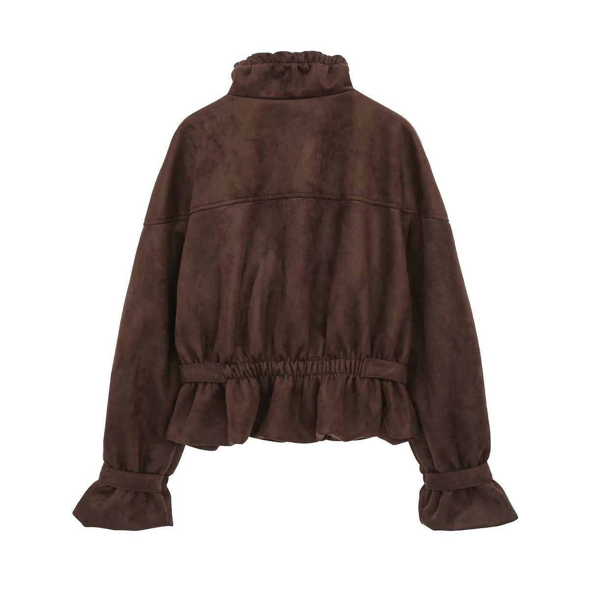 Women's suede textured elastic waist jacket Coat