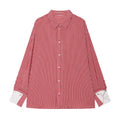Women's patchwork cuffs loose striped shirt