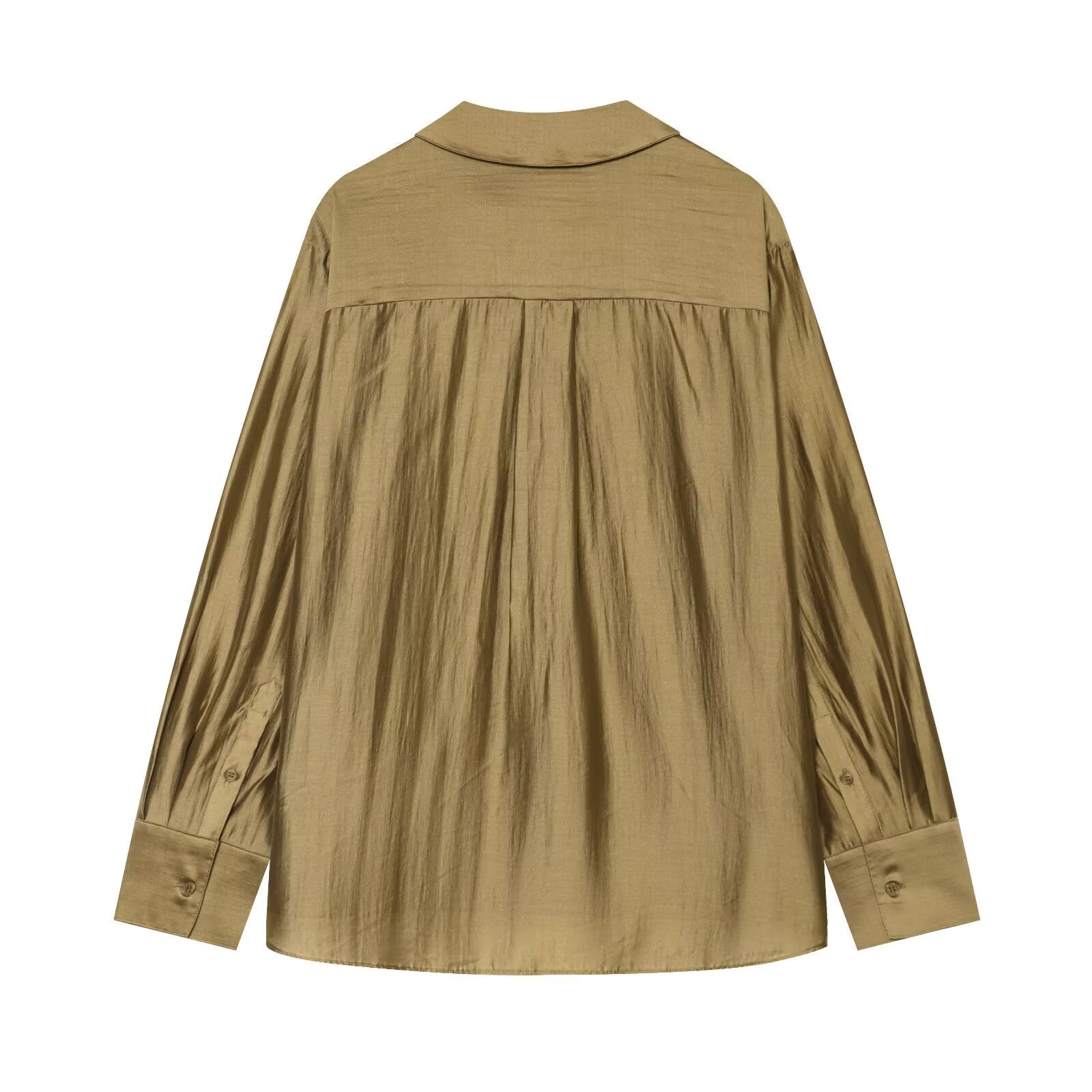 Women's loose satin textured casual shirt