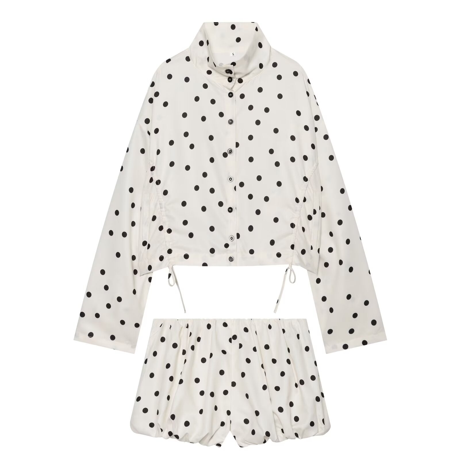 suit Women's 2 pieces lace up decorative polka dot Coat+shorts