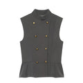 Women's Buckle decoration Ruffled vest style top