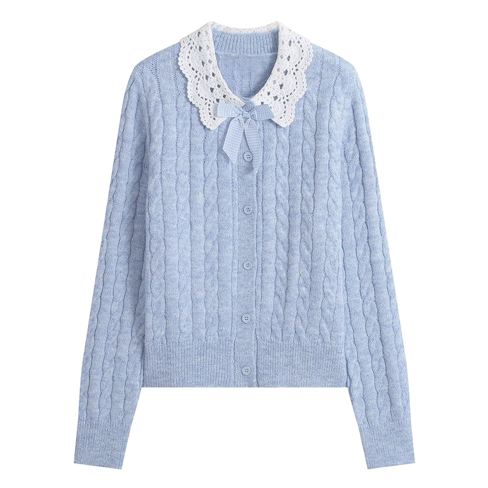 Women's doll collar crochet knitted cardigan