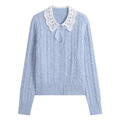 Women's doll collar crochet knitted cardigan