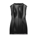 Women's with shoulder pads leather effect mini dress