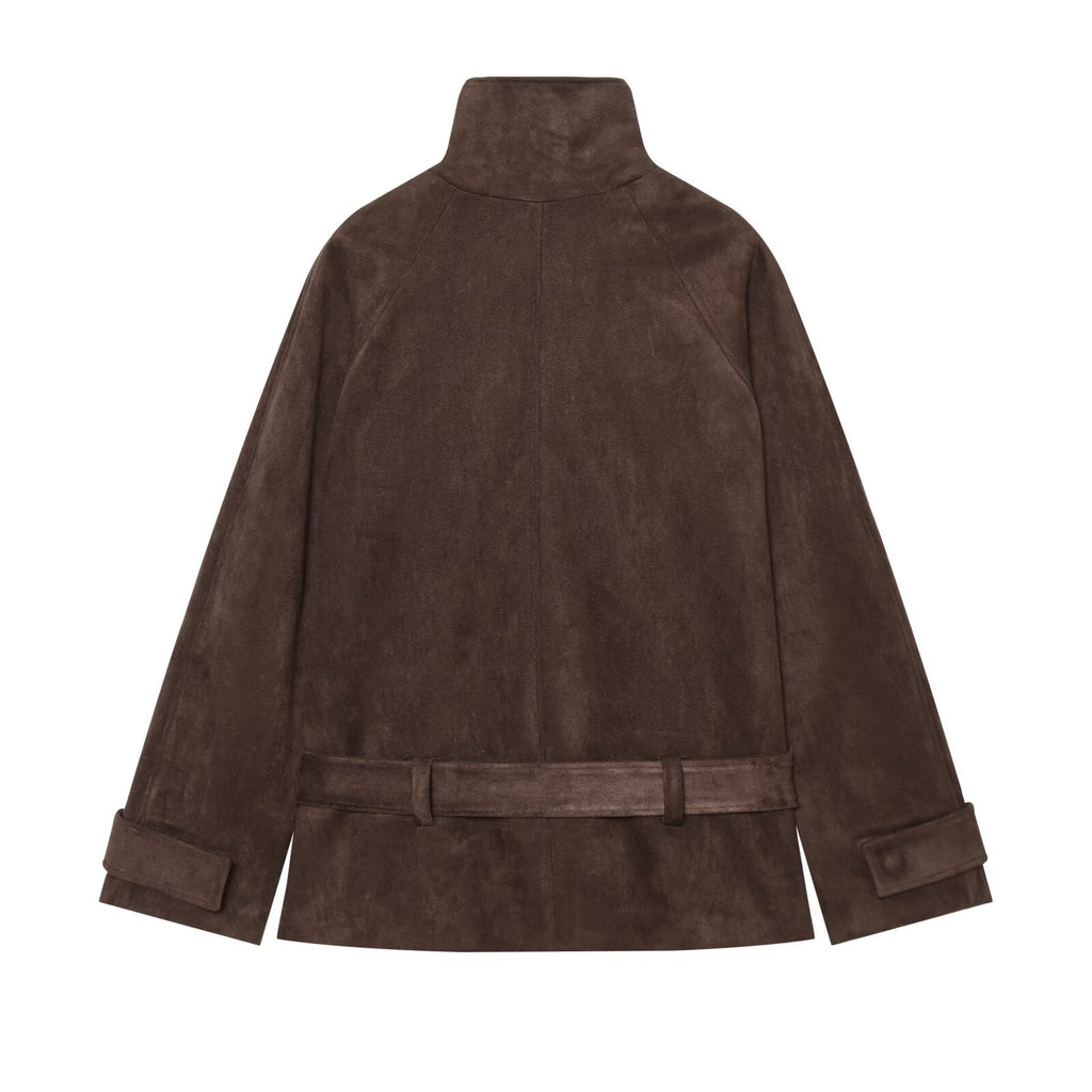 Women's with belt Anti suede effect jacket Coat