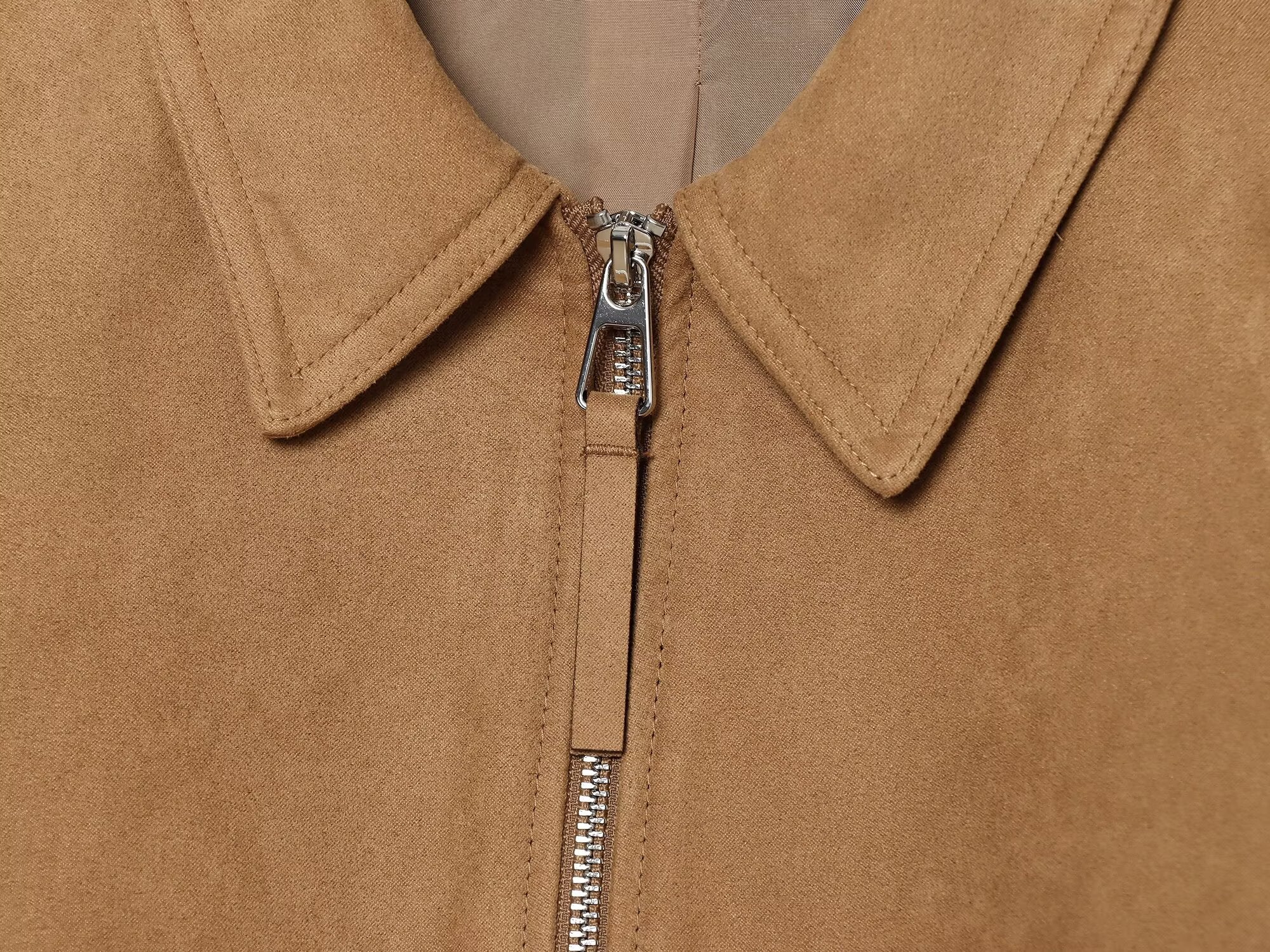 Women's suede texture short lapel pilot jacket
