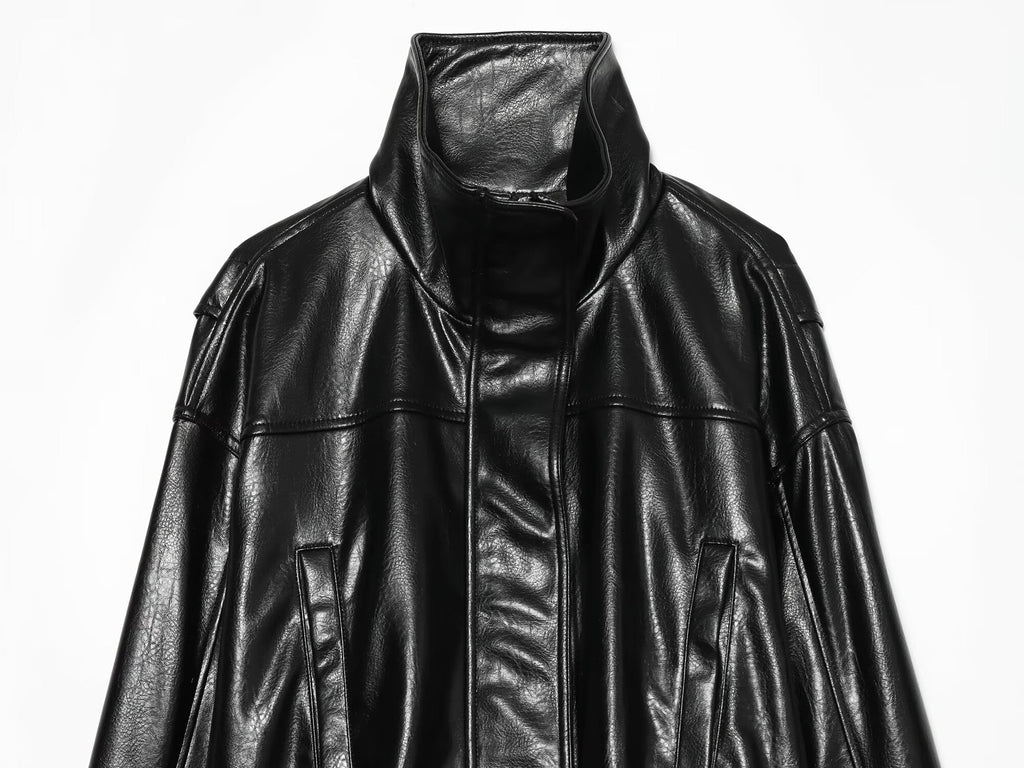 Women's leather effect pilot jacket Coat
