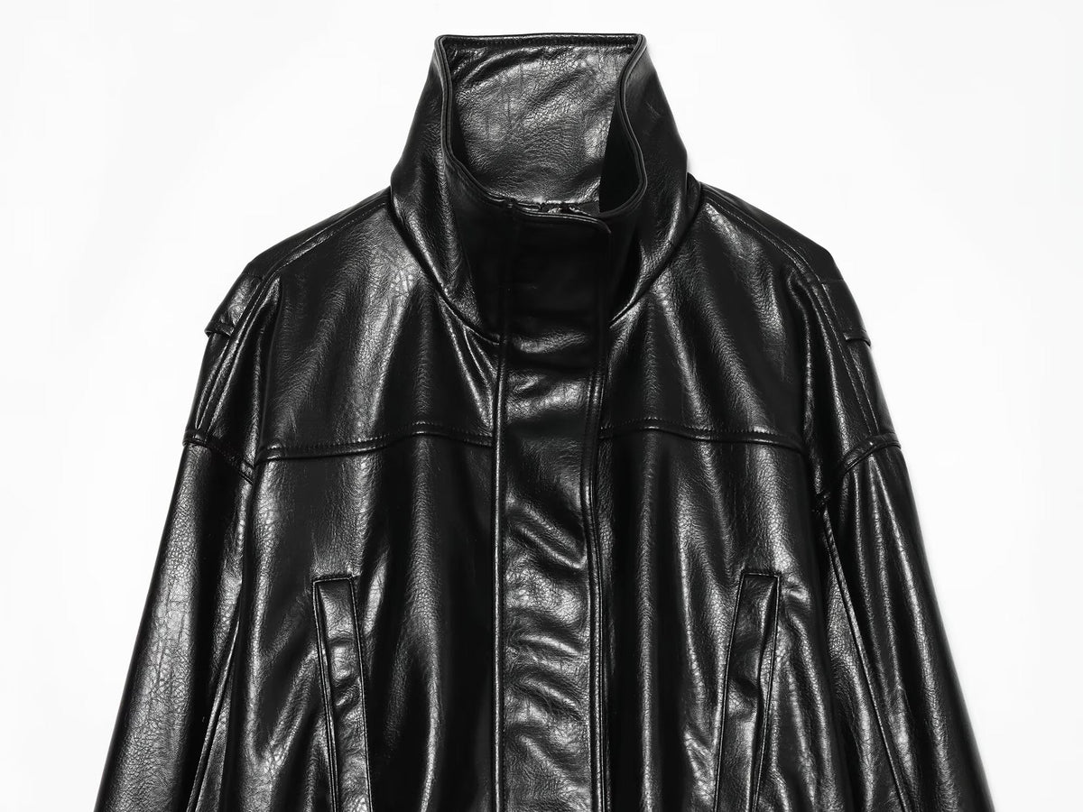 Women's leather effect pilot jacket Coat