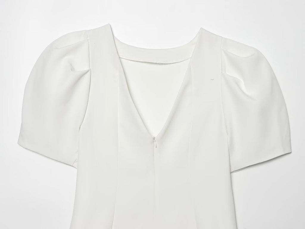 Women's bubble sleeve backless top