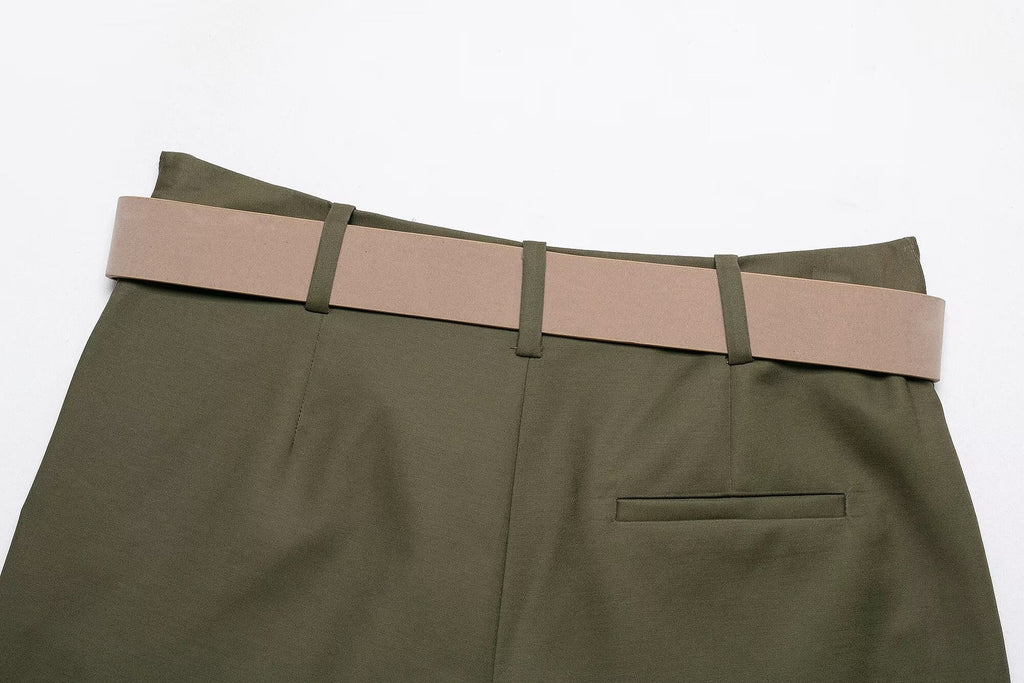 Women's with belt casual pleated culottes