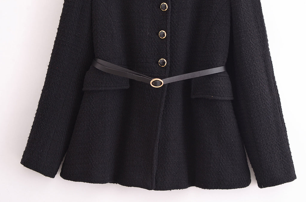 Women's with belt textured jacket Coat