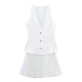 Women's new fashion sleeveless patchwork vest style mini dres