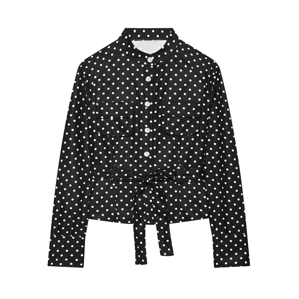 suit Women's 2 pieces With Belt polka dot shirt style Coat+Pants