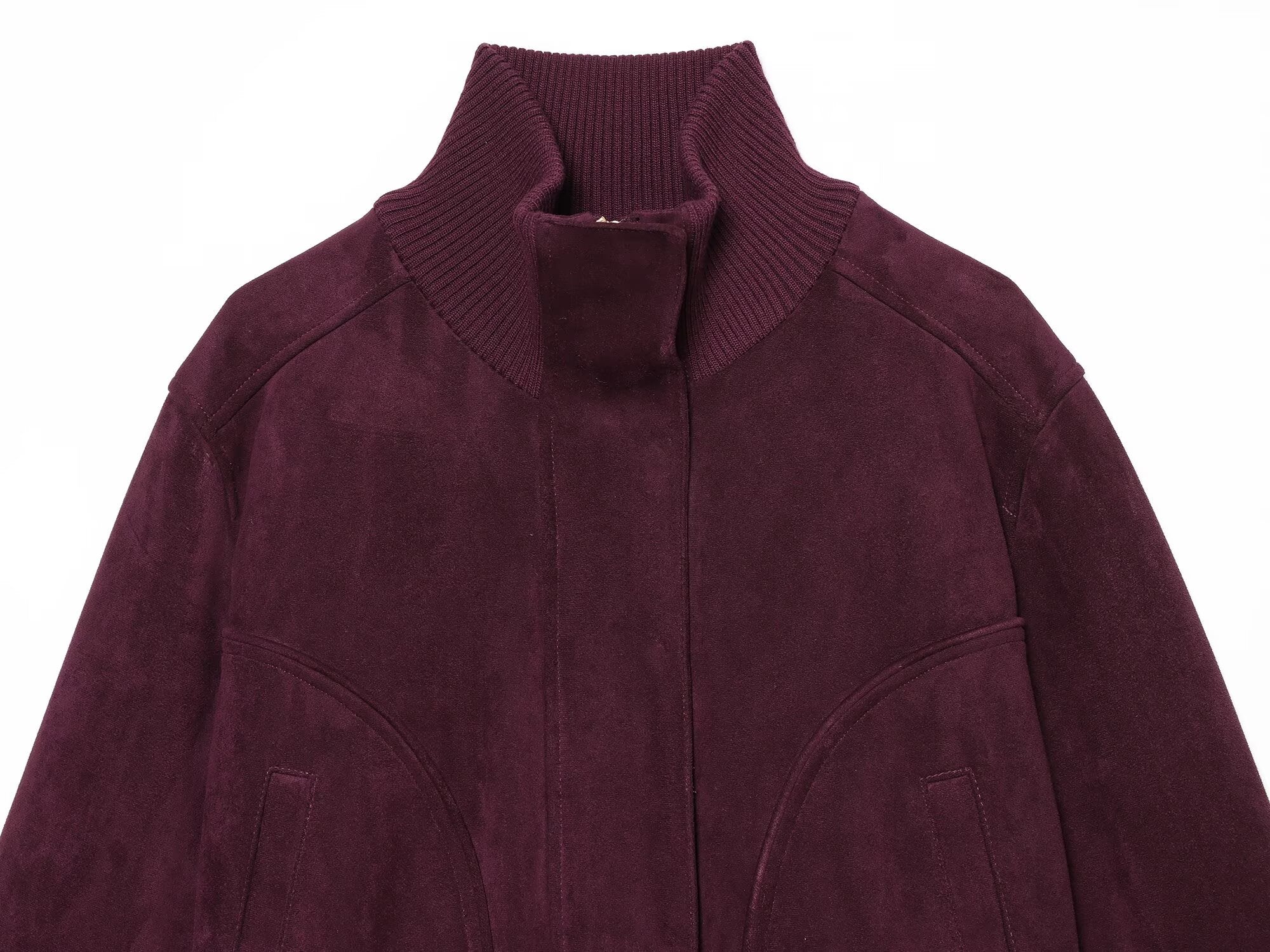Women's Anti suede effect short stand collar Coat