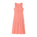 Women's New Fashion Sleeveless Linen Blended Button up Midi Dress