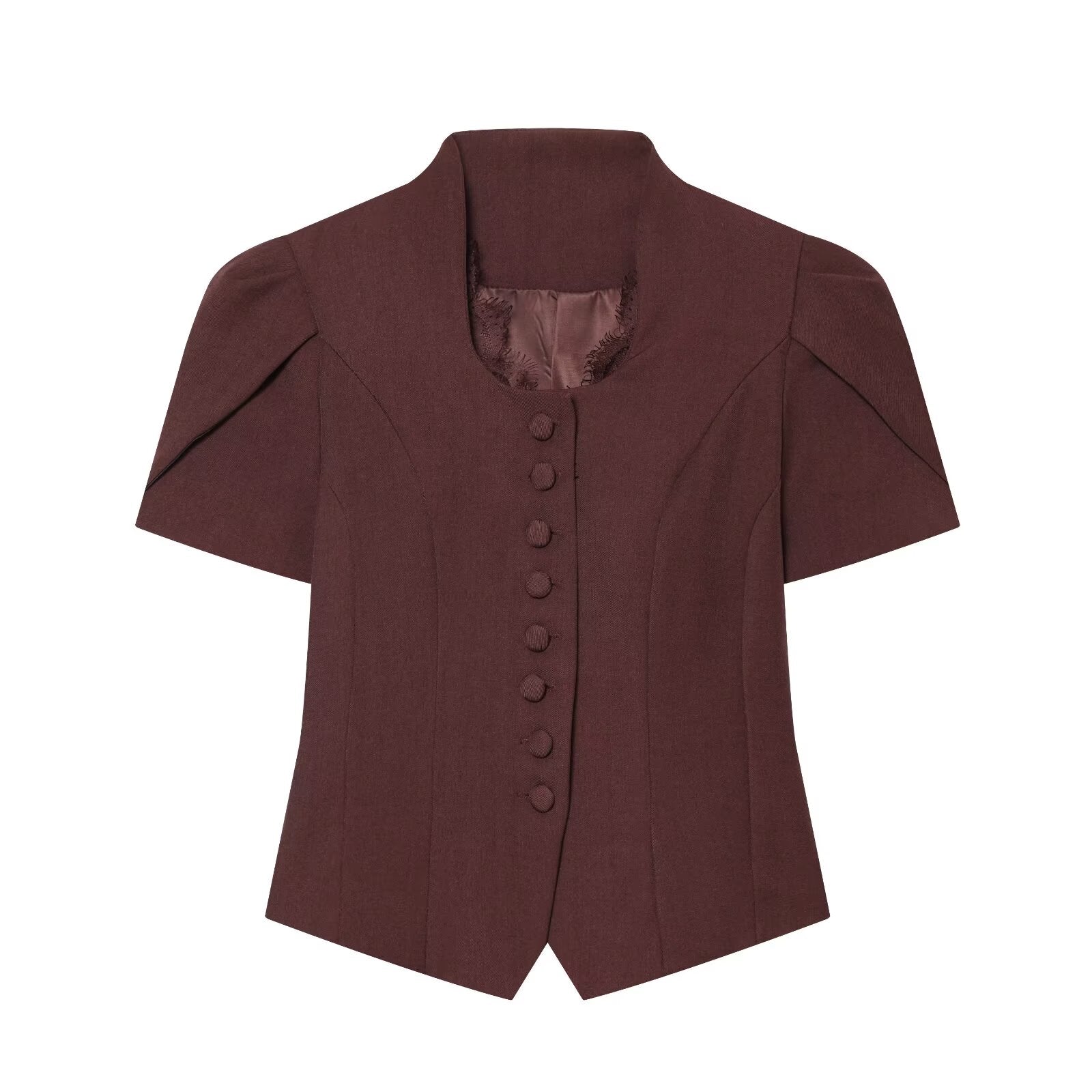 Women's new lace patchwork short sleeved Blazer top