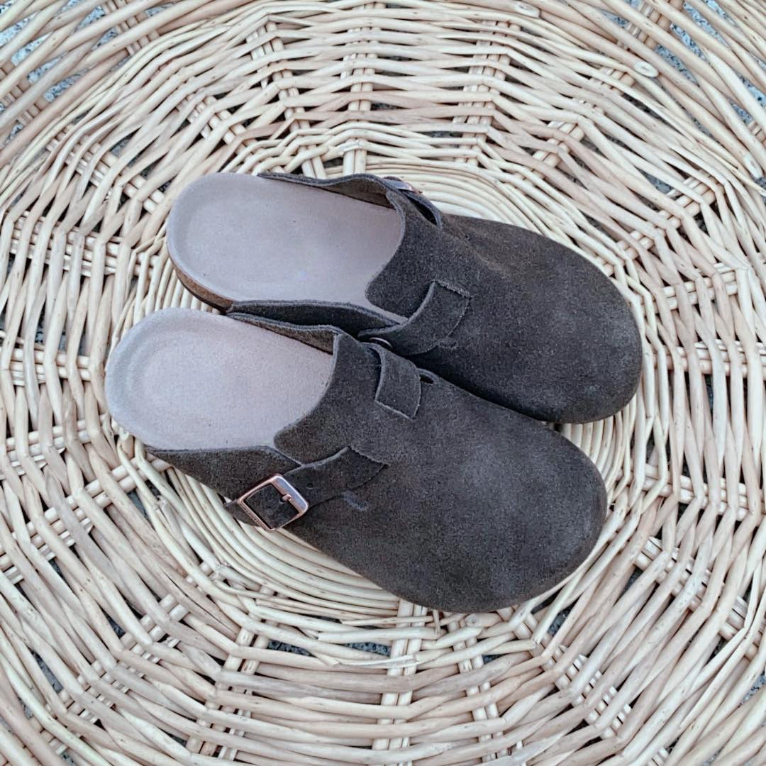 Men's and women's half-trailer vintage cork platform sandals and slippers.
