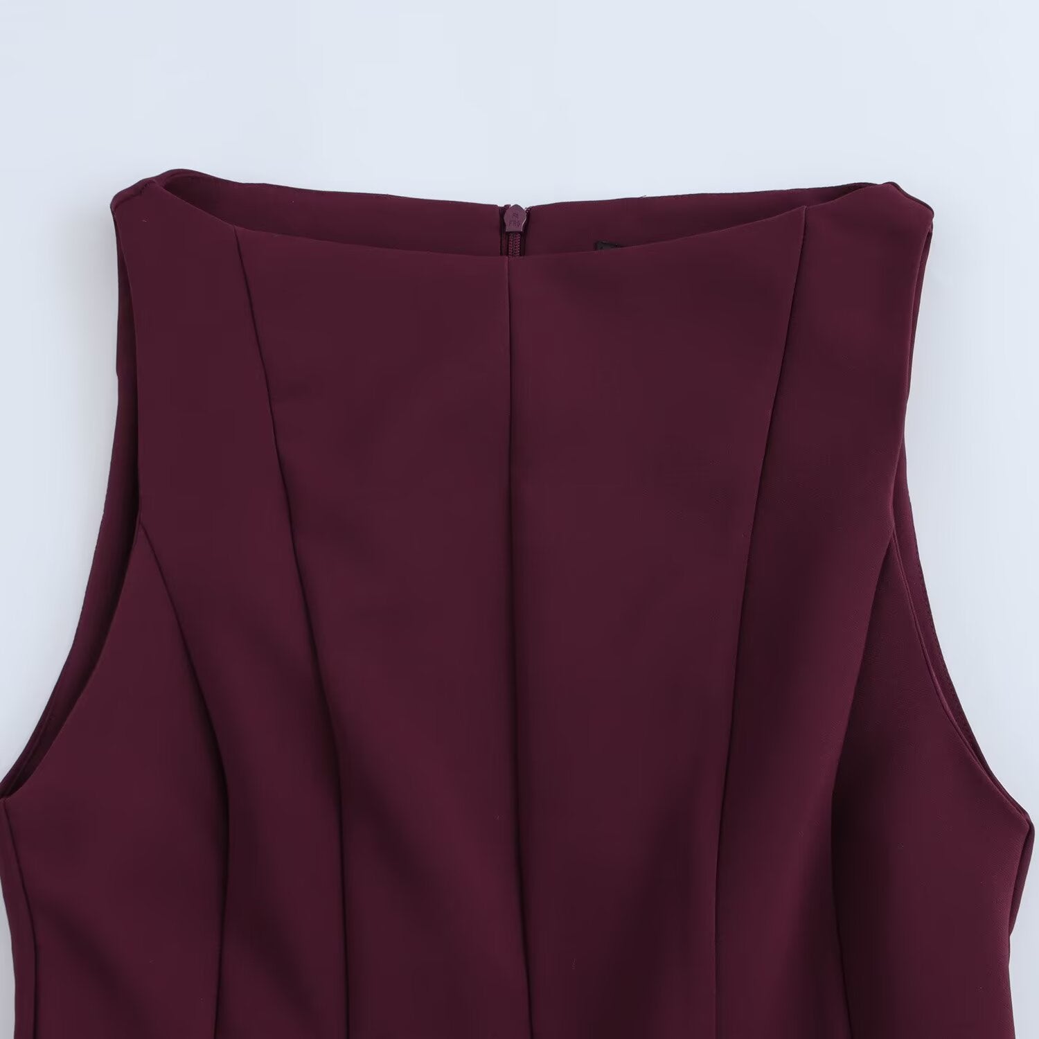 Women's new Chic Fashion slim fit versatile solid wide swing mini dress retro round neck sleeveless women's dress Mujer