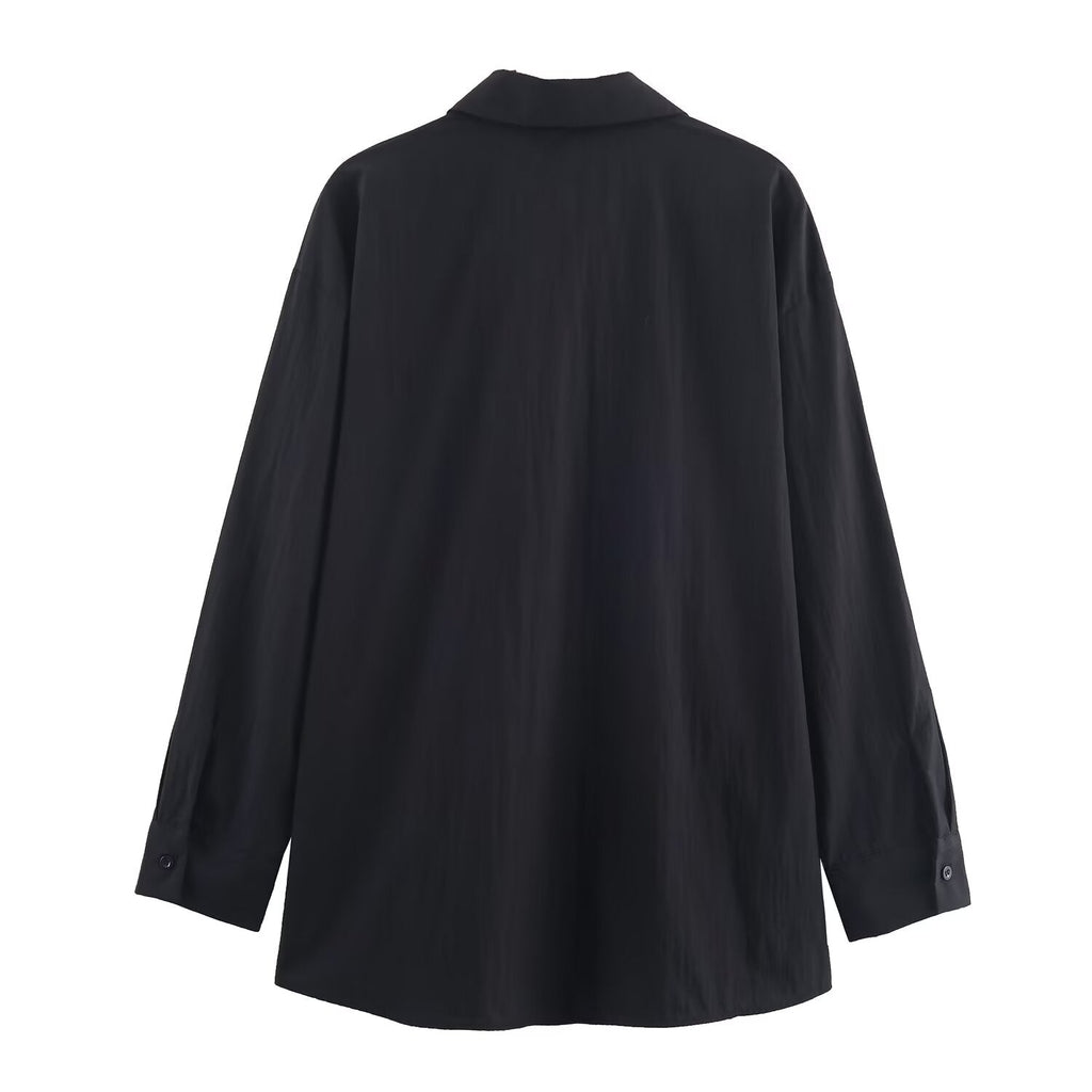 Women's 2025 new belt decoration loose poplin shirt