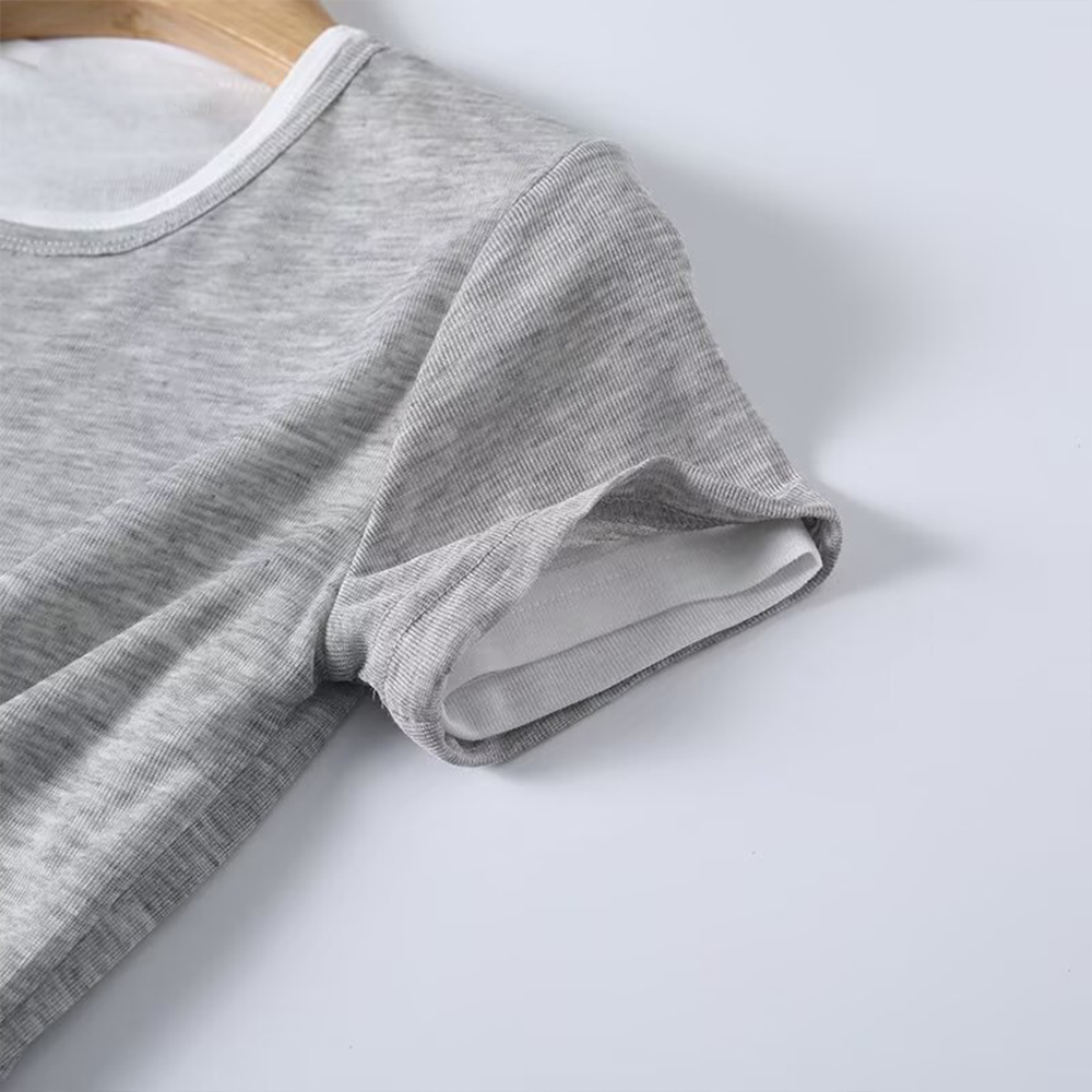 Women's O Neck double-layer short sleeved T-shirt