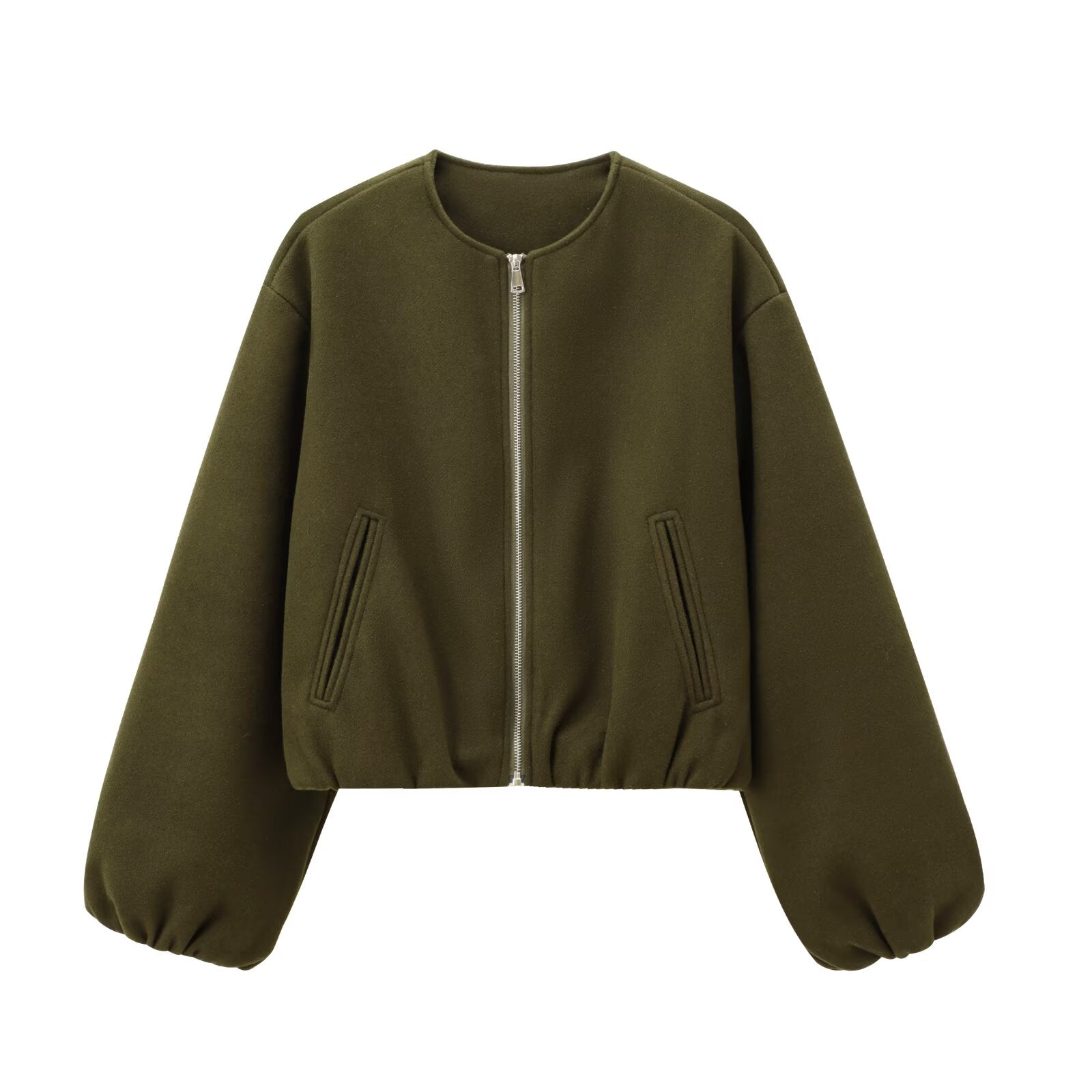 Women's soft textured O Neck pilot jacket Coat