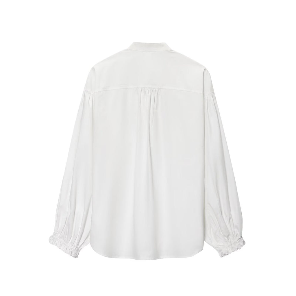 2025 Women's New Fashion Casual V-neck Bubble Sleeve Shirt Top