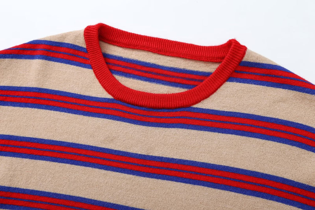 Women's soft striped wool blend knit sweater