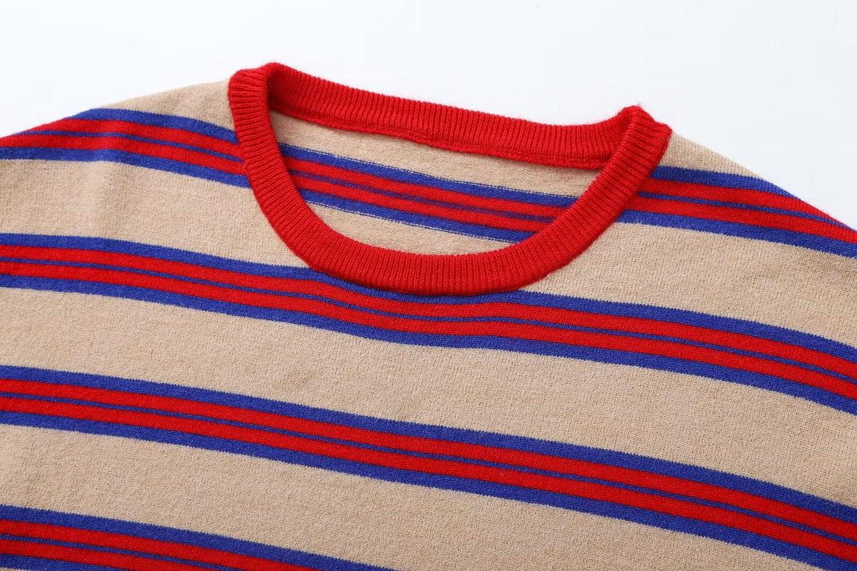 Women's soft striped wool blend knit sweater