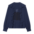 Women's layered decorative rope knot buttoned shirt