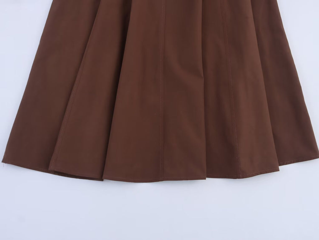 Women's Fashion With Belt Sleeveless Wide Shoulder Strap Midi Dress