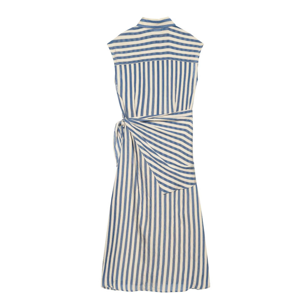Women's detachable waist design striped dress