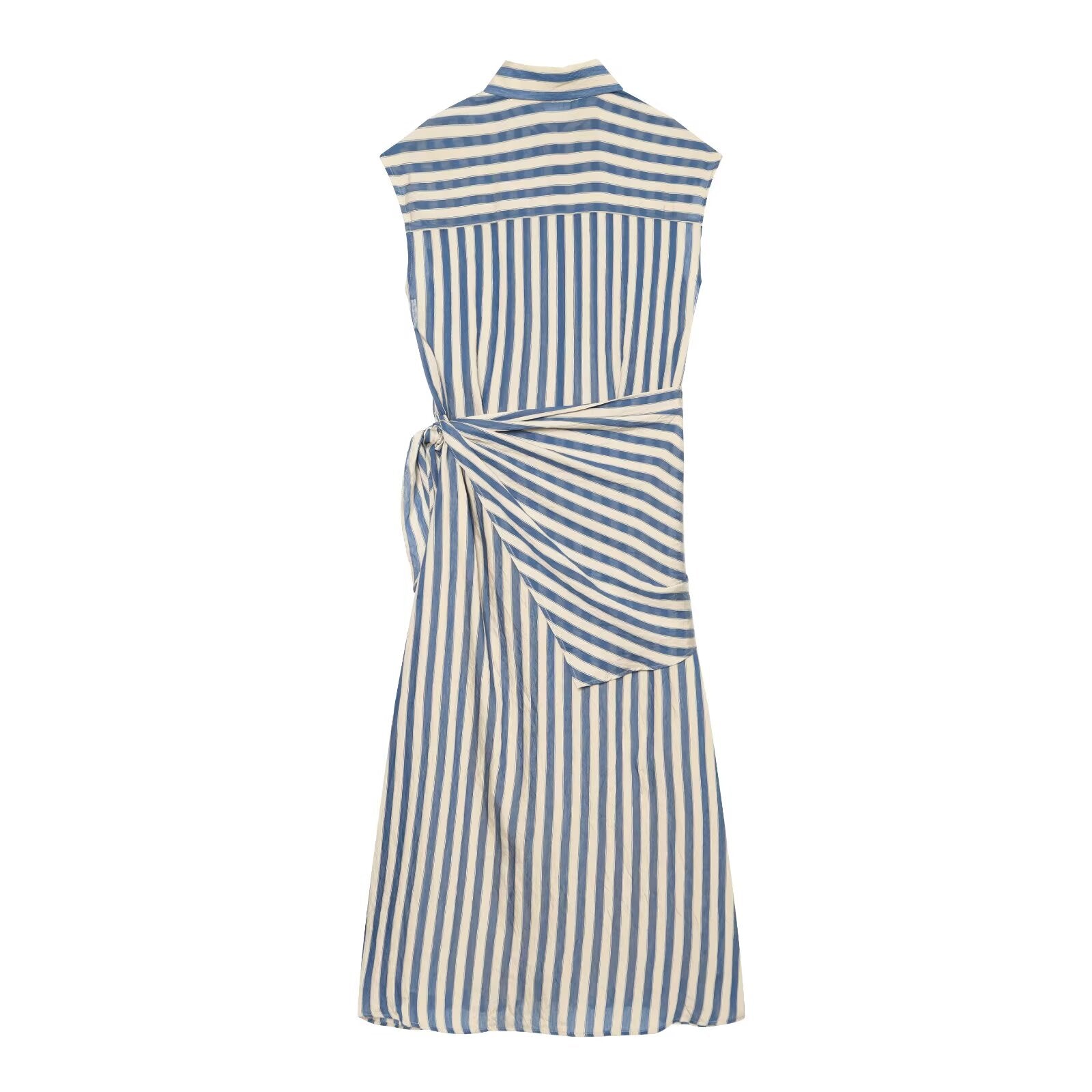 Women's detachable waist design striped dress