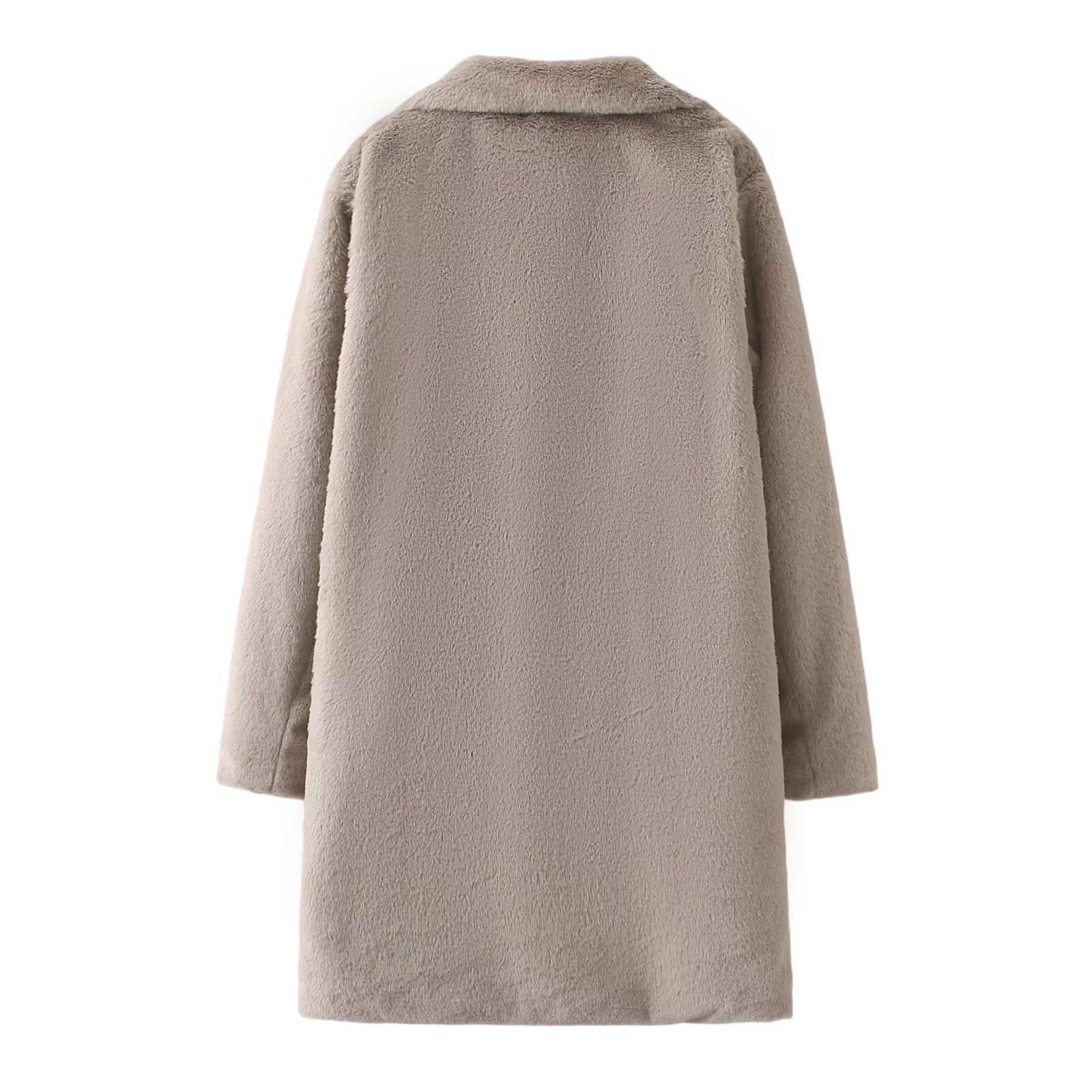 Women's loose thick warm faux fur effect lapel Coat