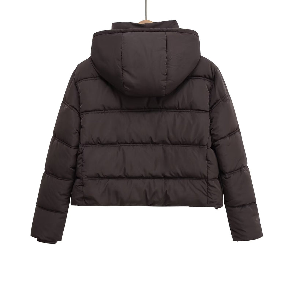 Women's short thick warm hooded cotton jacket Coat