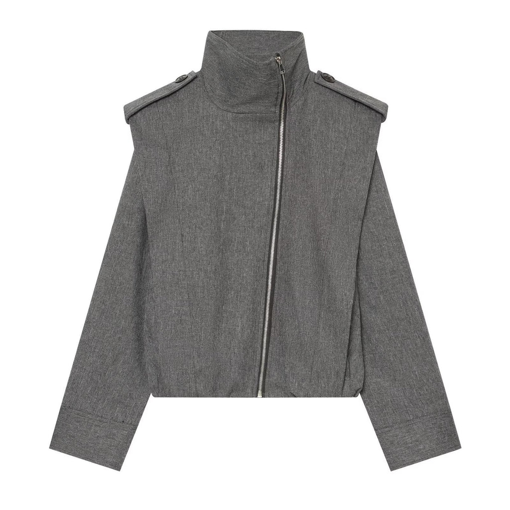 suit Women's 2 pieces strap decorative side zipper jacket Coat+Pants