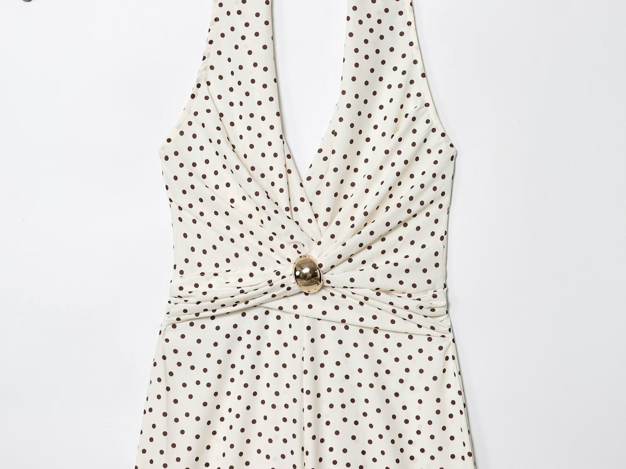 Women's 2025 Fashion Wave Point Hanging Neck Collar jumpsuit