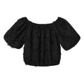 Women's new fashion fringed decoration bubble short sleeved top