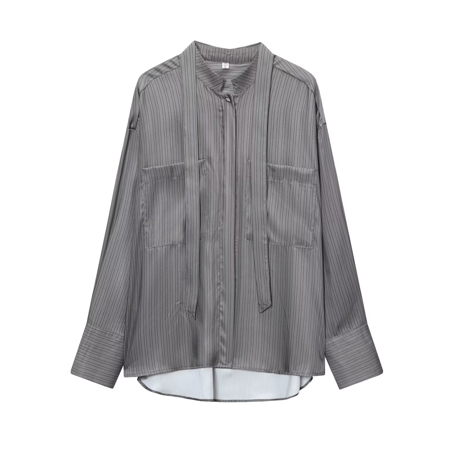 Women's new bow decoration casual striped shirt
