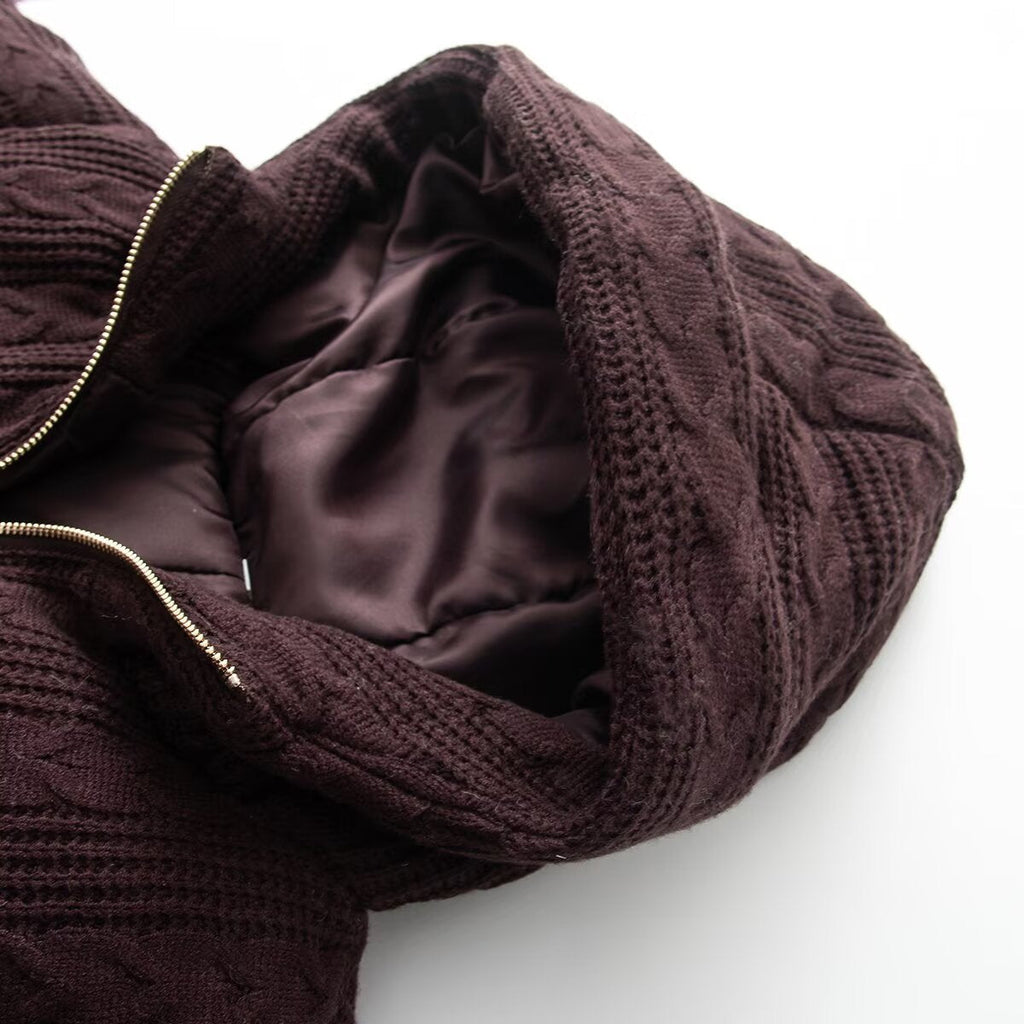 Women's winter thick eight strand knitted hooded jacket Coat